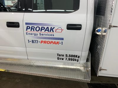company graphics on truck